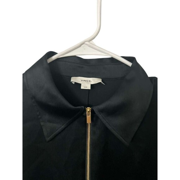 Vince Silk Blouse Long Sleeve Women's Large Black Top Plain - Picture 3 of 5